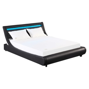 PAT MATRIMONIAL CU ILUMINARE LED FELINA, NEGRU, STIL MODERN, TK - Img 3
