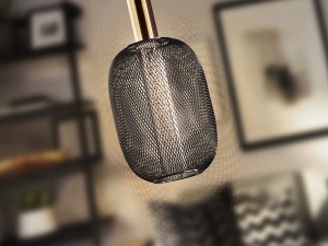 PENDUL MICRON, 13 CM, NEGRU/AURIU, DIN METAL SI ACRIL, STIL MODERN - Img 2