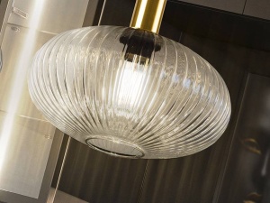 PENDUL NORMA, 30 CM, NEGRU MAT/TRANSPARENT, DIN METAL SI STICLA, STIL MODERN - Img 3