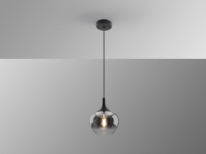 PENDUL OPAZ, 19 CM, NEGRU MAT/FUMURIU, DIN METAL SI STICLA, STIL MODERN