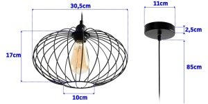 PENDUL PARMA GY180402, 17x30,5x85 cm, NEGRU, DIN OTEL SI METAL DE INALTA CALITATE, STIL MODERN, TU - Img 6