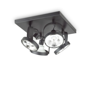 PLAFONIERA GLIM PL4 SQUARE, NEGRU, DESIGN MODERN, IDEAL LUX