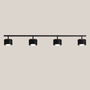 PLAFONIERA TULL, 4 BRATE, 14 CM, NEAGRA, DIN LEMN SI METAL, STIL MODERN