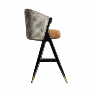 SCAUN DE BAR BRILLON REF. 28737, DIN LEMN MASIV, METAL SI CATIFEA, STIL MODERN, VIC - Img 3