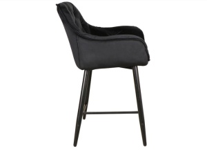 SCAUN DE BAR CHERRY H-2, NEGRU BLUVEL 19/NEGRU MAT, TAPITERIE DIN CATIFEA SI PICIOARE DIN METAL, STIL MODERN - Img 2