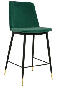 SCAUN DE BAR DIEGO 65 VERDE/NEGRU/AURIU, CU TAPITERIE DIN CATIFEA