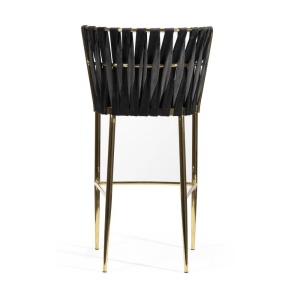 SCAUN DE BAR HORDIA, 70 CM, NEGRU/AURIU, TAPITERIE DIN CATIFEA SI PICIOARE DIN METAL, STIL MODERN, ATR - Img 6