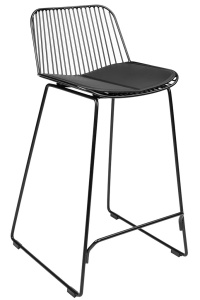 SCAUN DE BAR MILES NEGRU 76, CONFECTIONAT DIN PIELE ECOLOGICA SI METAL, STIL MODERN