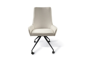SCAUN DE BIROU DIANE, 88 CM, ALB/NEGRU MAT, TAPITERIE DIN STOFA FINA SI PICIOARE DIN METAL, STIL MODERN - Img 7