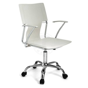 SCAUN DE BIROU, LYNX WHITE, STIL MODERN, DIN METAL SI PIELE ECO, COD 1447