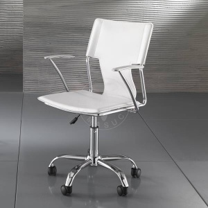 SCAUN DE BIROU, LYNX WHITE, STIL MODERN, DIN METAL SI PIELE ECO, COD 1447 - Img 4