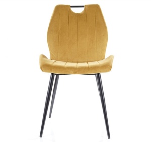 SCAUN DINING ARCO, CURRY BLUVEL 68/NEGRU MAT, TAPITERIE DIN CATIFEA SI PICIOARE DIN METAL, STIL MODERN - Img 5