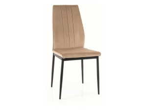 SCAUN DINING ATOM, BEJ BLUVEL 28/NEGRU MAT, TAPITERIE DIN CATIFEA SI PICIOARE DIN METAL, STIL MODERN - Img 1