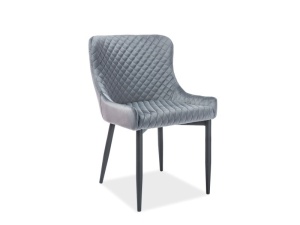 SCAUN DINING COLIN B, GRI BLUVEL 14/NEGRU MAT, TAPITERIE DIN CATIFEA SI PICIOARE DIN METAL, STIL MODERN - Img 1