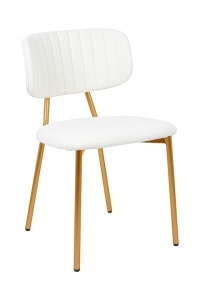SCAUN DINING FABIOLA ALB, TAPITAT CU TEXTIL BOUCLE, STIL MODERN