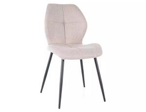SCAUN DINING FRANK, BEJ 27/NEGRU MAT, TAPITERIE DIN STOFA SI PICIOARE DIN METAL, STIL MODERN - Img 1