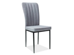 SCAUN DINING H733, GRI 06/NEGRU, TAPITERIE DIN STOFA GANDAR SI PICIOARE DIN METAL, STIL MODERN - Img 1
