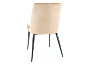 SCAUN DINING KAYLA, BEJ BLUVEL 28/NEGRU MAT, TAPITERIE DIN CATIFEA SI PICIOARE DIN METAL, STIL MODERN - Img 2