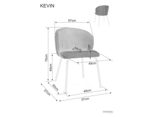 SCAUN DINING KEVIN, GRI 11/NEGRU MAT, TAPITERIE DIN STOFA VARDO SI PICIOARE DIN METAL, STIL MODERN - Img 4