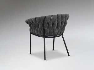 SCAUN DINING MAGMA, 78 CM, GRI INCHIS/NEGRU, TAPITERIE DIN STOFA FINA SI PICIOARE DIN METAL, STIL MODERN - Img 6
