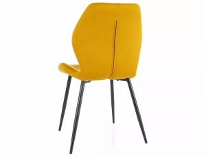 SCAUN DINING MIKE, CURRY 66/NEGRU MAT, TAPITERIE DIN STOFA SI PICIOARE DIN METAL, STIL MODERN - Img 4