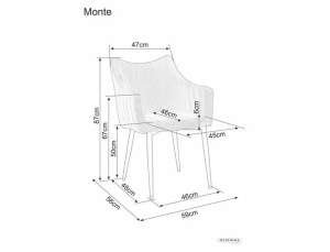 SCAUN DINING MONTE, BLEUMARIN 86/NEGRU MAT, TAPITERIE DIN CATIFEA FJORD SI PICIOARE DIN METAL, STIL MODERN - Img 5