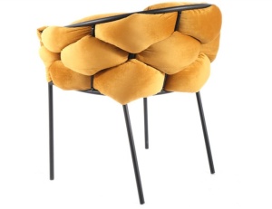 SCAUN DINING NORTE, CURRY BLUVEL 68/NEGRU MAT, TAPITERIE DIN CATIFEA SI PICIOARE DIN METAL, STIL MODERN - Img 3