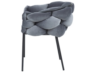 SCAUN DINING NORTE, GRI BLUVEL 14/NEGRU MAT, TAPITERIE DIN CATIFEA SI PICIOARE DIN METAL, STIL MODERN - Img 3