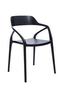 SCAUN DINING/TERASA GLORIA, NEGRU, DIN POLIPROPILENA, STIL MODERN