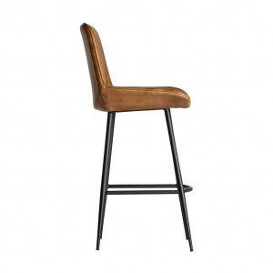 SCAUN MORTON REF. 25245, MARONIU, STIL VINTAGE, DIN FIER SI PIELE NATURALA, VIC - Img 3