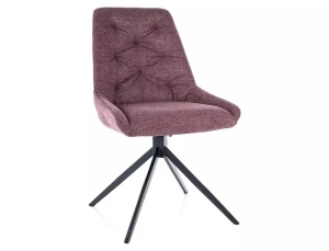 SCAUN PIVOTANT ASTI, LILIAC 93/NEGRU MAT, TAPITERIE DIN STOFA BREGO SI PICIOARE DIN METAL, STIL MODERN - Img 1
