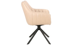 SCAUN PIVOTANT AZALIA BUFFALO, BEJ 01/NEGRU MAT, TAPITERIE DIN PIELE ECO SI PICIOARE DIN METAL, STIL MODERN - Img 3