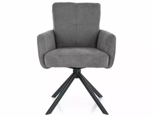 SCAUN PIVOTANT BASIL, GRI 11/NEGRU MAT, TAPITERIE DIN STOFA VARDO SI PICIOARE DIN METAL, STIL MODERN - Img 2