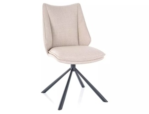 SCAUN PIVOTANT KENZIE, BEJ DESCHIS 24/NEGRU MAT, TAPITERIE DIN STOFA BJORN SI PICIOARE DIN METAL, STIL MODERN - Img 1