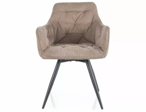 SCAUN PIVOTANT MANGO, BEJ 35/NEGRU MAT, TAPITERIE DIN STOFA VARDO SI PICIOARE DIN METAL, STIL MODERN - Img 2