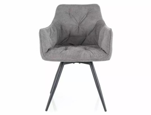SCAUN PIVOTANT MANGO, GRI 11/NEGRU MAT, TAPITERIE DIN STOFA VARDO SI PICIOARE DIN METAL, STIL MODERN - Img 2
