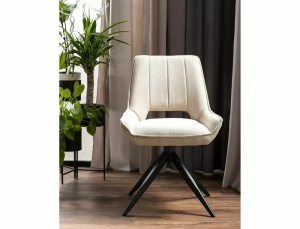 SCAUN PIVOTANT TELLO, BEJ DESCHIS 24/NEGRU MAT, TAPITERIE DIN STOFA BJORN SI PICIOARE DIN METAL, STIL MODERN - Img 1