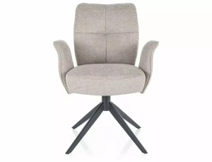 SCAUN PIVOTANT WING, BEJ DESCHIS 31/NEGRU MAT, TAPITERIE DIN STOFA BREGA SI PICIOARE DIN METAL, STIL MODERN - Img 2