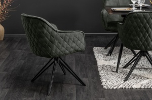 SCAUN ROTATIV VERDE/GRI, EUPHORIA, DIN METAL SI CATIFEA, STIL RETRO - Img 3
