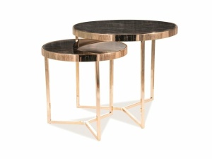 SET 2 MASUTE DE CAFEA DELIA II, 45/60 CM, EFECT DE MARMURA/AURIU, BLAT DIN STICLA SECURIZATA SI CADRU DIN METAL, STIL MODERN - Img 3