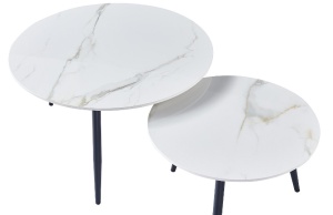 SET 2 MASUTE DE CAFEA KORA D, 60/80 CM, EFECT DE MARMURA ALBA/NEGRU, BLAT DIN CERAMICA SI CADRU DIN METAL, STIL MODERN - Img 4