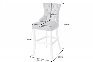 SET 2 SCAUNE BAR, CASTLE DELUXE, DIN LEMN SI MATERIAL DE CULOARE BEJ, DESIGN BAROC - Img 6