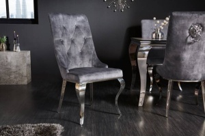 SET 2 SCAUNE DINING, CLASIC, BAROC, DIN METAL SI CATIFEA GRI, ARTIM GROUP SELECTION
