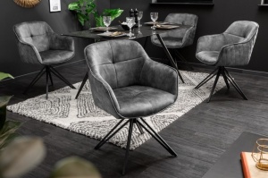 SET 2 SCAUNE ROTATIV, GRI, EUPHORIA, DIN METAL SI CATIFEA, STIL RETRO, ARTIM GROUP SELECTION