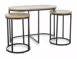 SET MASUTE DE CAFEA TWIX, STEJAR ARTISAN/NEGRU, BLAT DIN MDF, FURNIR NATURAL SI CADRU DIN METAL, STIL MODERN - Img 3