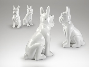 STATUETA DECORATIVA BULLDOG FRANCES, 105x148 CM, DIN FIBRE DE STICLA SI POLIESTER, STIL MODERN - Img 4