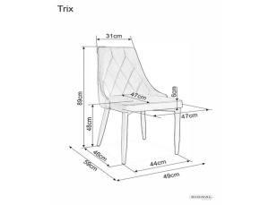 STOC 2 BUC!!! SCAUN DINING TRIX B, ALBASTRU BLUVEL 86/NEGRU MAT, TAPITERIE DIN CATIFEA SI PICIOARE DIN METAL, STIL MODERN - Img 3