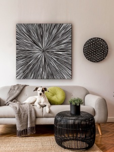 TABLOU DECORATIV CENTRIFUGO, 100x100 CM, DIN STICLA SECURIZATA, STIL MODERN