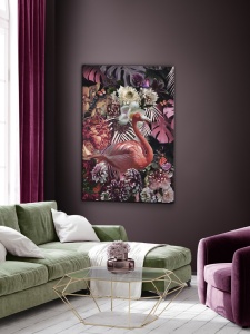 TABLOU DECORATIV FLAMENCO, 80x120 CM, DIN STICLA SECURIZATA, STIL MODERN