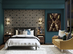 TABLOU DECORATIV SOMBRA Y ORO, 90x120 CM, DIN STICLA SECURIZATA, STIL MODERN